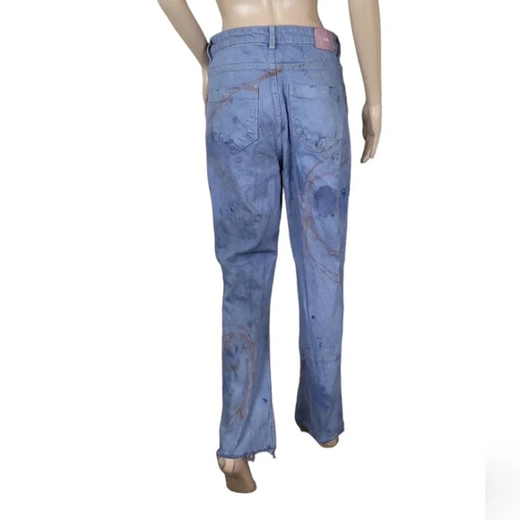 Zara Tie Dye Smiley MID-RISE Z1975 STRAIGHT LEG JEANS - Picture 5 of 8